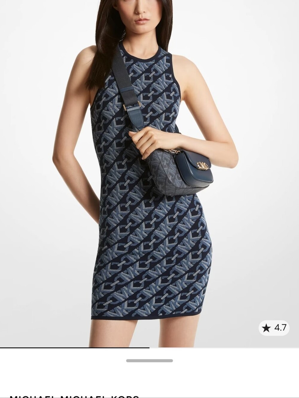 Michael Kors Blue Patterned Pencil Skirt